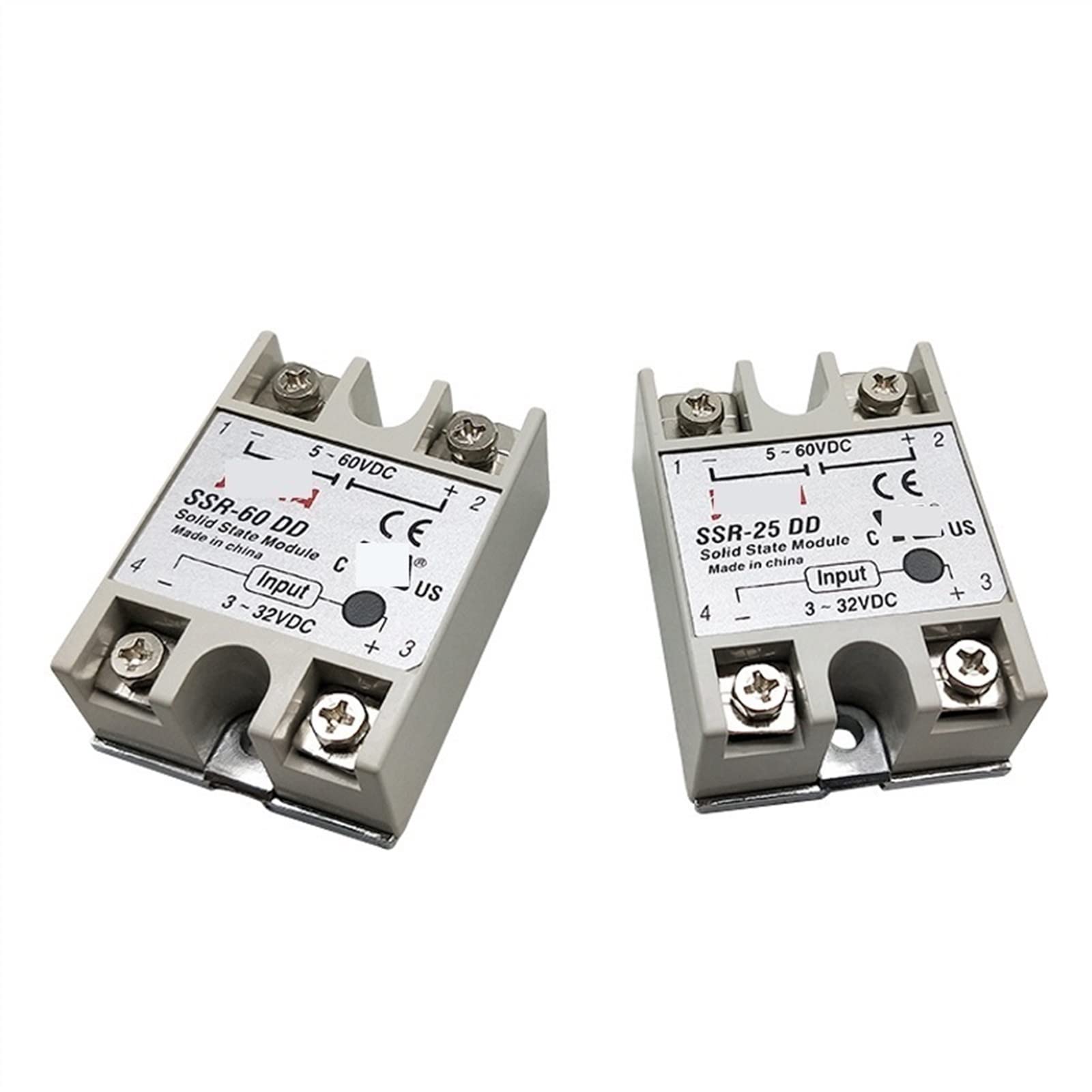 SSR -80DD DC Controllo DC SSR White Shell Monofase Relè a stato solido 80A Ingresso 3-32V DC Uscita 5~60V DC 1Pcs(SSR-80DD)