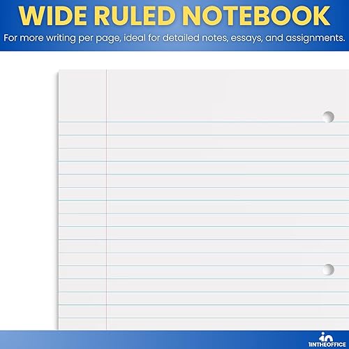 Miniatura 3 de 1InTheOffice Cuaderno de espiral con rayas anchas, cuaderno de 1 tema, 8 x 11 pulgadas, 70 hojas, colores surtidos, paquete de 6