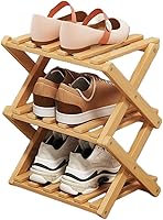Vista 16 de YYW Zapatero de bambú para entrada, estantes de zapatos de pie libre, estante de armario, organizador vertical plegable de almacenamiento de zapatos