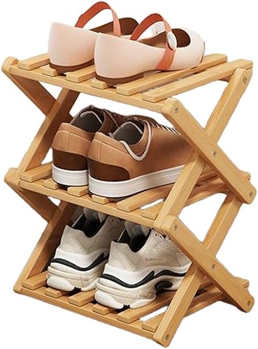 YYW Zapatero de bambú para entrada, estantes de zapatos de pie independientes, organizador de almacenamiento vertical plegable para sala de estar