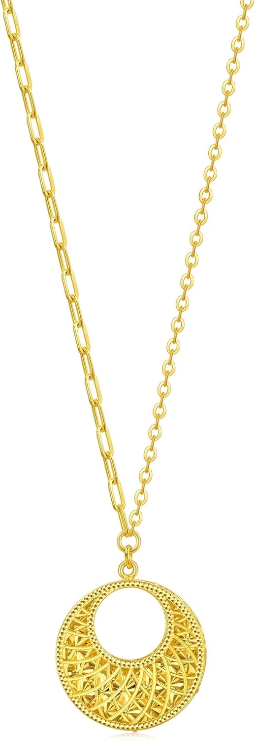 CHOW SANG SANG Dazzling Mirror Gold 999.9 24K Solid Gold Price-by-Weight Gold Round Circle Necklace for Women 93439N