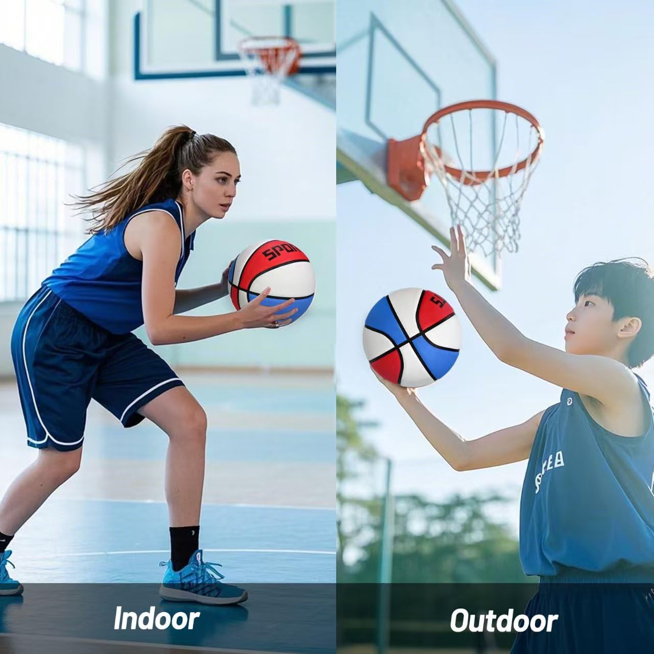 KUYOTQ Kids Youth Adult Size 3/4/5/6/7 (22/25.5/27.5/28.5/29.5") Basketball Premium Rubber or Faux Leather Basketball Indoor Outdoor Basketball for Boys Girls Womens Mens Basketball Gifts (Deflated)