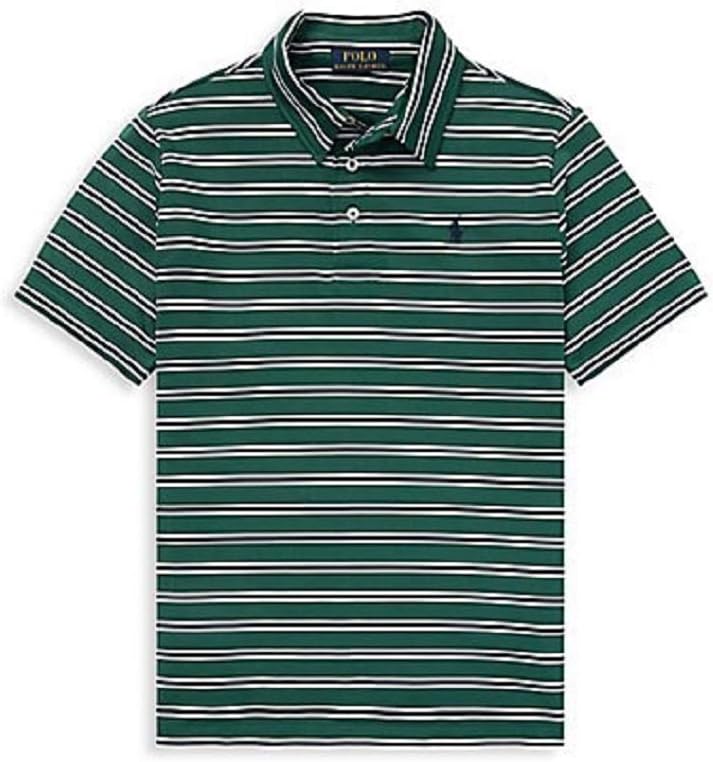 Ralph Lauren Boys Performance Striped Polo Shirt (Kelly Green Multi, Large)