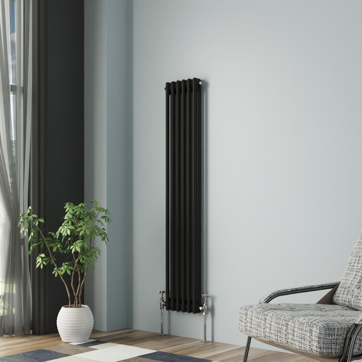NRG Column Radiator Black 1500x290mm Double Cast Iron Rads