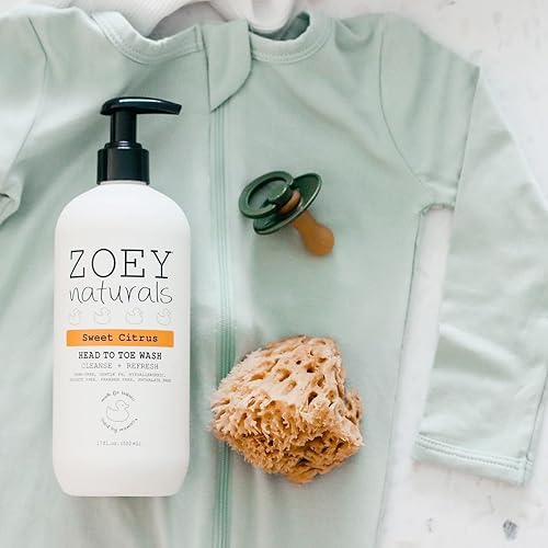 Miniatura 5 de Zoey Naturals Sweet Citrus Baby Wash & Shampoo, hecho para pieles sensibles, sin lágrimas, sin parabenos, todo natural, fabricado en los Estados
