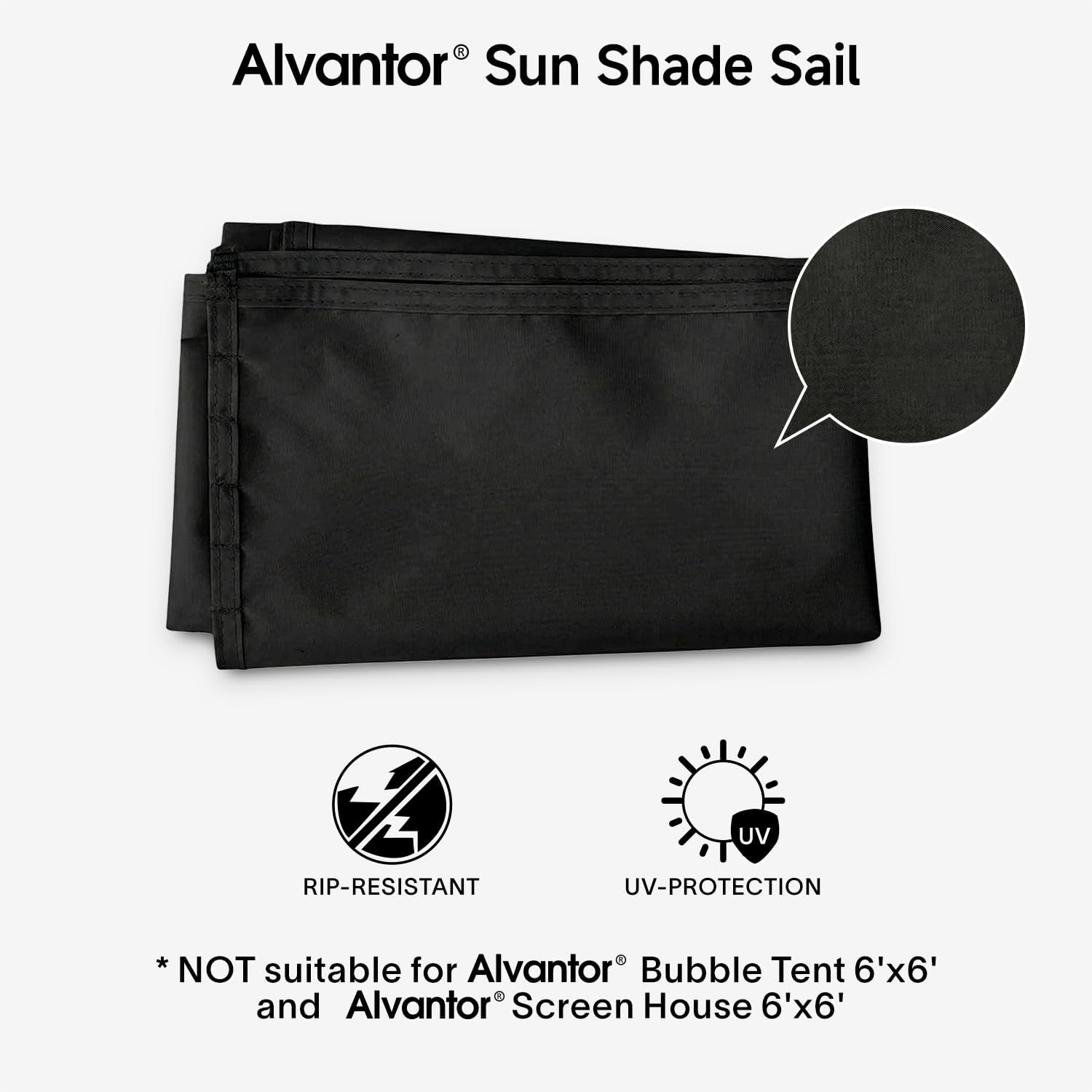 Alvantor Sun Shade Sail, Canopy Covers 95% UV Block for Alvantor Outdoor Backyard Screen House & Bubble Tent, Oxford Fabric, 38"x50"x57", Pack of 3, Black