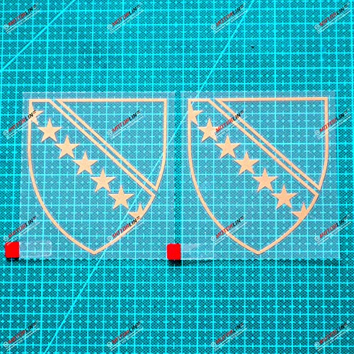 3S MOTORLINE - Pegatinas para Auto, Calcomanía de Vinilo para Coche, Diseño de Bosnia y Herzegovina, 2 Unidades, Color Dorado