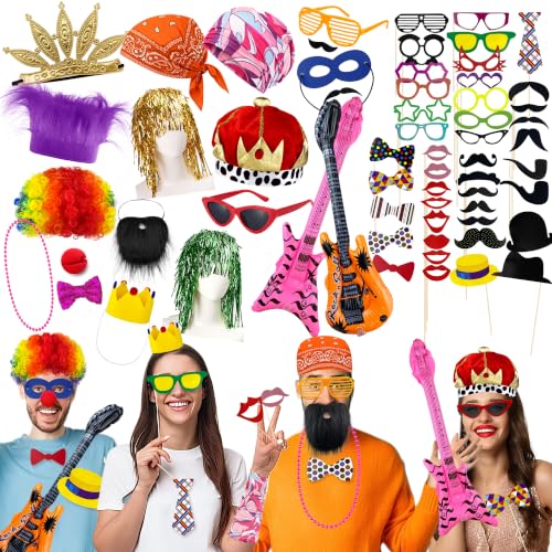 61PCS Photo Booth Props Paper Plastic Funny Party Accessories Set