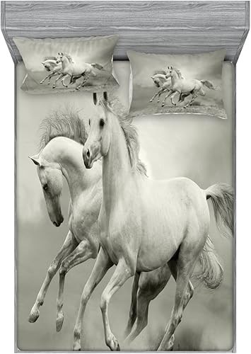 Miniatura 7 de Ambesonne Juego de sábanas bajeras y fundas de almohada de pato de goma, divertido diseño de círculos de patos, juguetes de baño con burbujas,