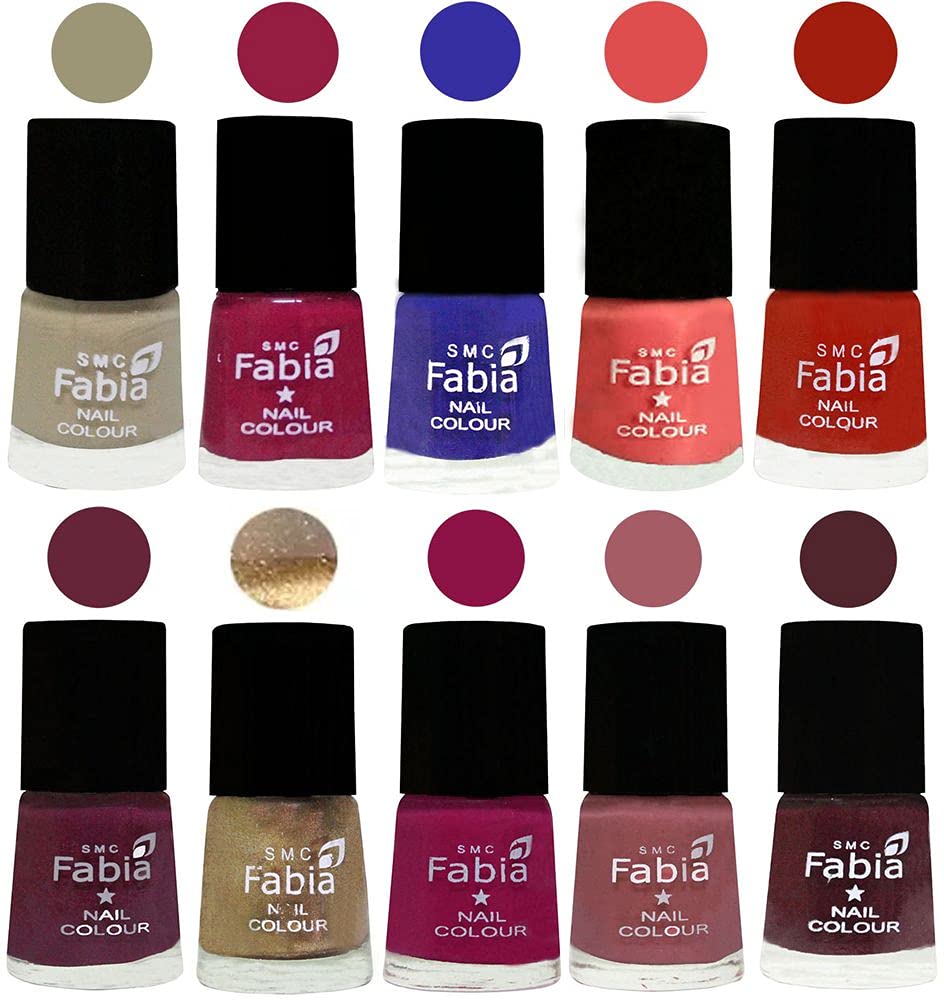 SMC Fabia ALL IN ONE (PACK OF 10), Long Lasting Glossy Nail Polish, 6 ml Each, All Vibrant Colours,01700-picture-36