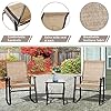 Vongrasig 3 Piece Outdoor Rocking Bistro Set, Textilene Fabric Small Patio Furniture Set, Front Porch Rocker Chairs Conversation Set with Glass Table for Lawn, Garden, Balcony, Poolside (Brown) #3