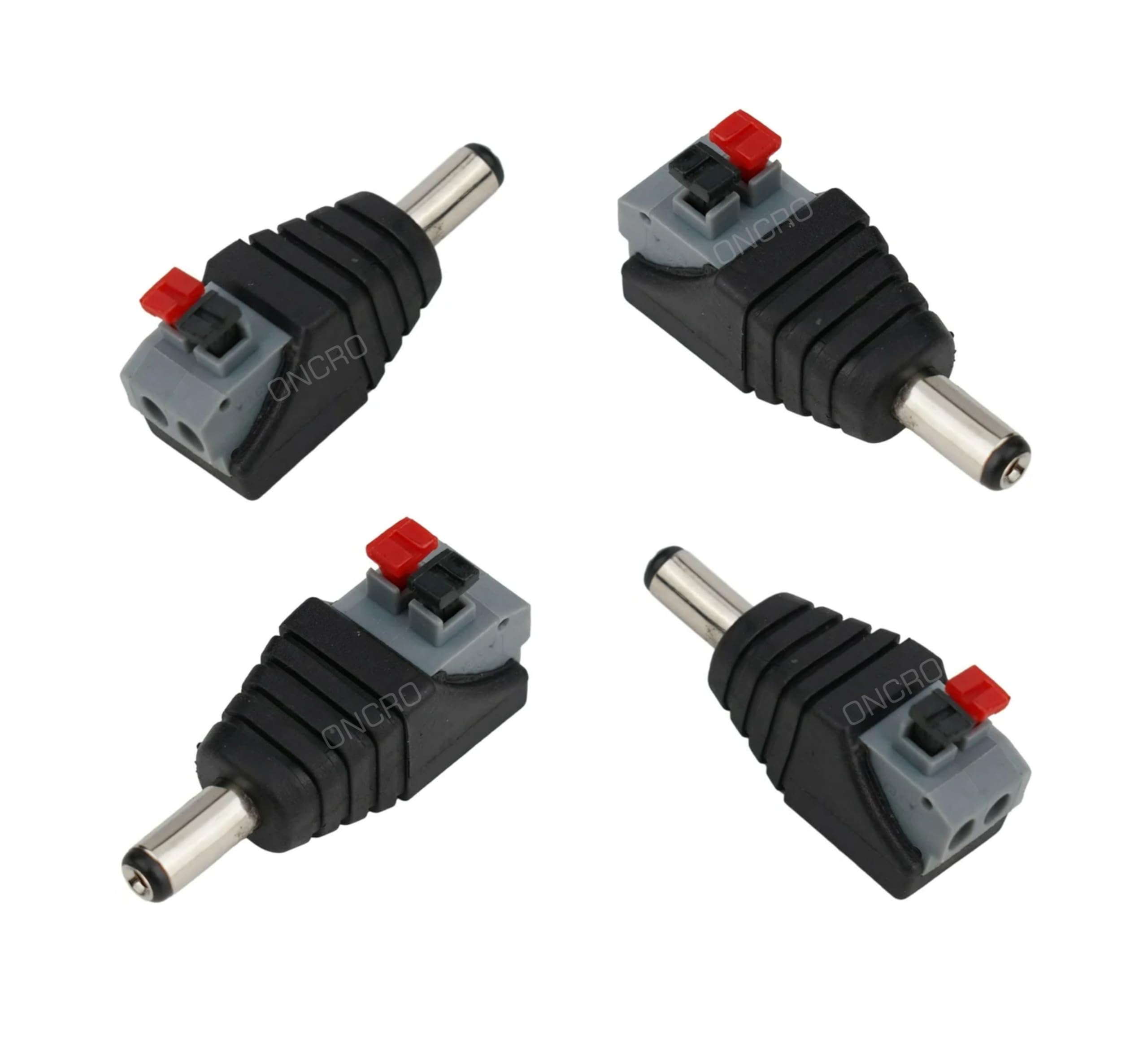 4pc DC Power Socket Connector 12V 5.5mm 2.1mm Plug connectors Press Push Lock Type red Grey Barrel Supply Socket Male Jack No Screws Terminal Adapter for Single Color LED Strip CCTV Camera-picture-14