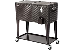 VINGLI 80 Quart Patio Cooler on Wheels for Outside Party Beverage