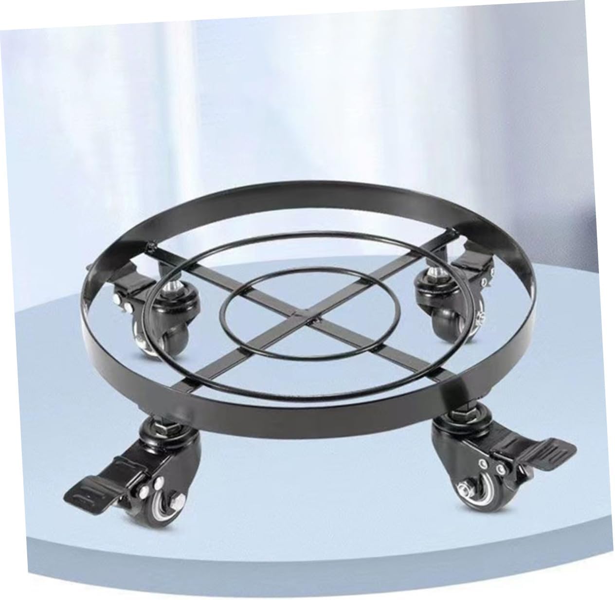 Movable Plant Stand with Wheels Durable Metal Flower Pot Holder Tray for Indoor Use Rotating Base for Potted Plants and Heavy Items