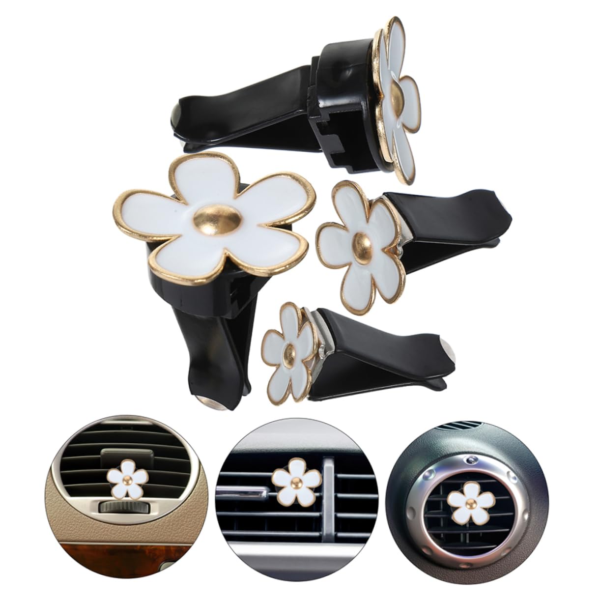 GLEAVI 4 Set Di Accessori Per Bocchette Di Ventilazione Per Auto Per Donne Clip Per Auto A Forma Di Fiore 8 Pezzi * 4