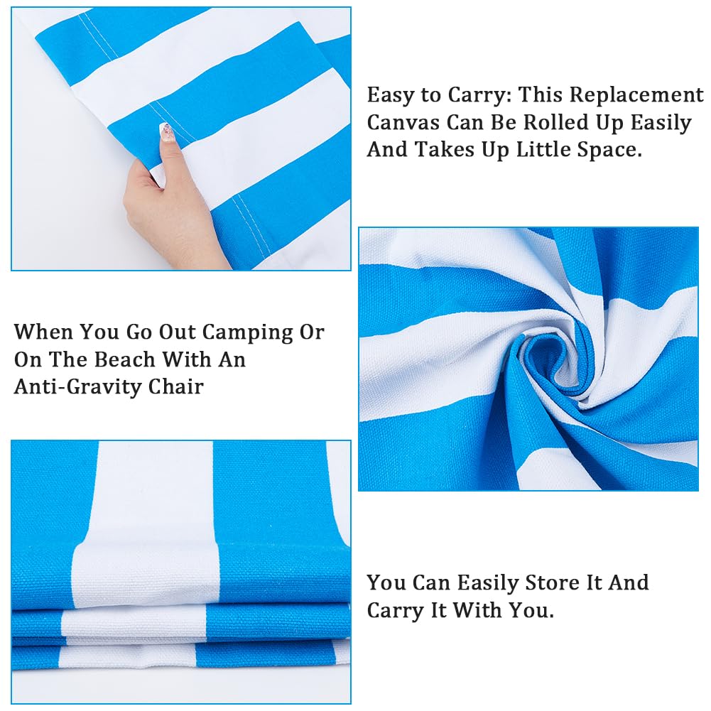 GORGECRAFT 2 Chaise De Plage En Toile De Rechange Bleue Et Blanche Pour Chaises Longues Pliantes D'Extérieur Tissu De Remplacement 115x43cm Pour Chaise Inclinable Pour Bain De Soleil Cour Plage