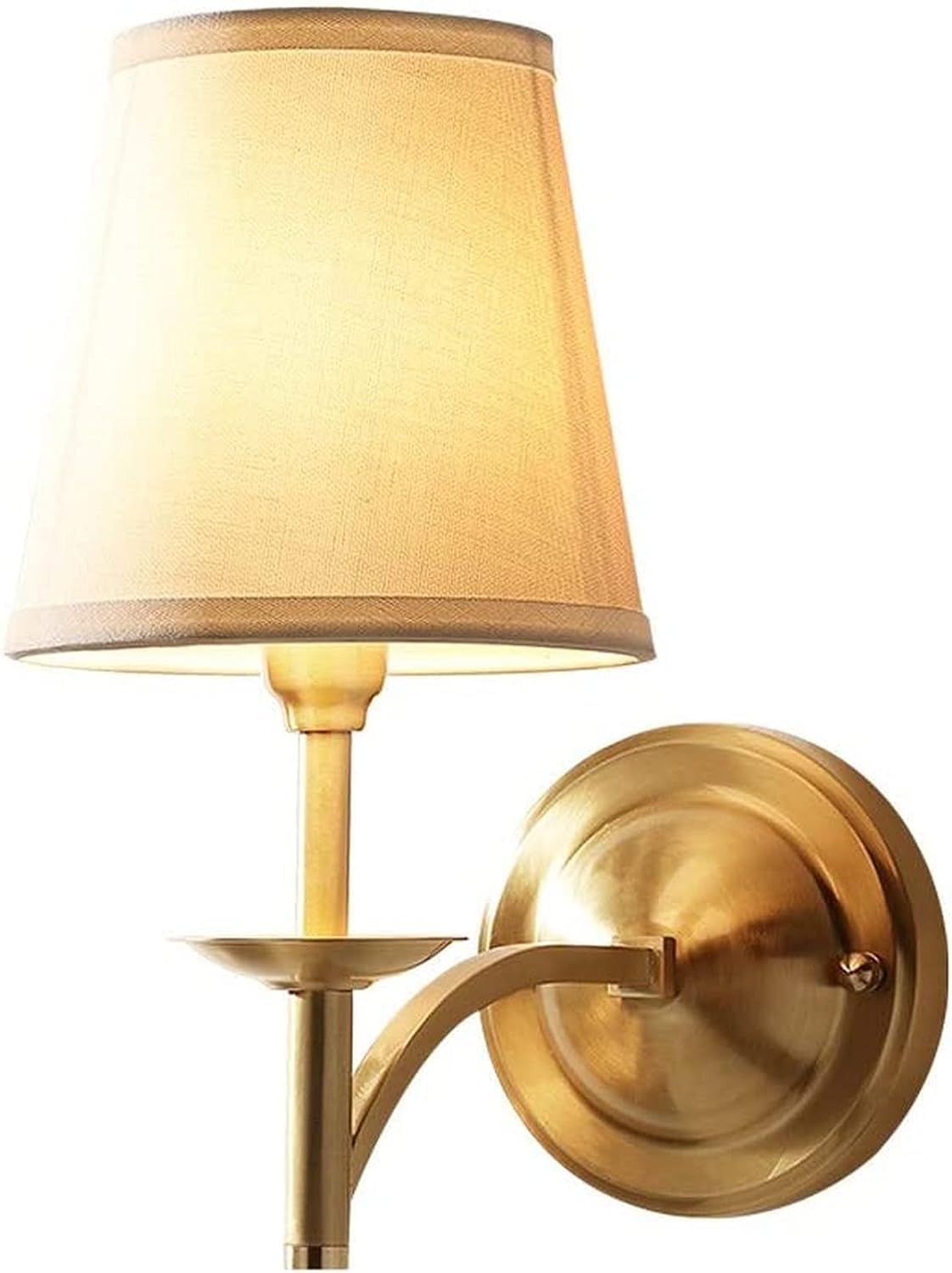HXYSXHJUO Wall Light Mid-Century Sconce Brass Fixture Brushed Gold Finish with White Drum Shade Retro Indoor Bedside Modern Lamp, Pendant