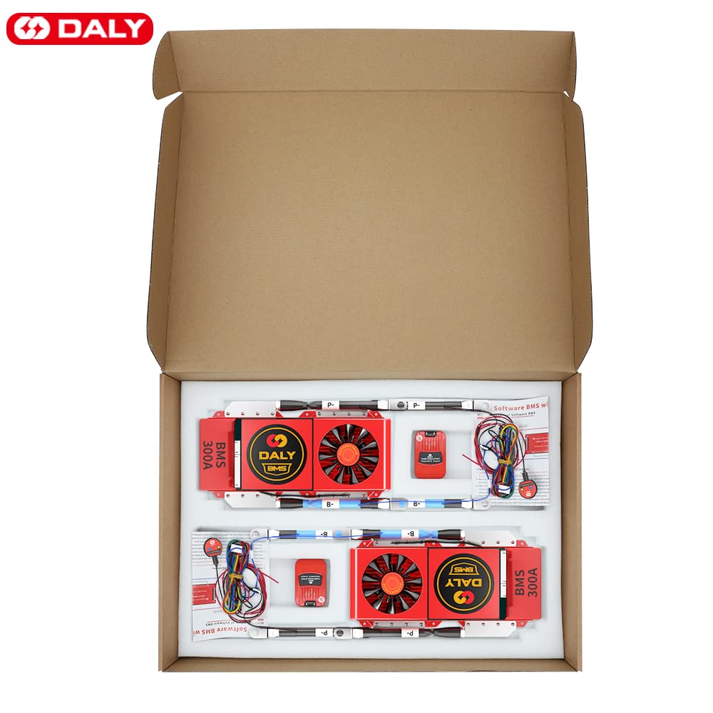 DALY BMS Parallel Module 1A With Smart BMS 20S LiFePo4 60V 300A Cooling Fan And CAN Port Smart BMS Bluetooth Dongle For Rated 3.2V Lithium Battery Packs Inverter UPS And Home Storage System