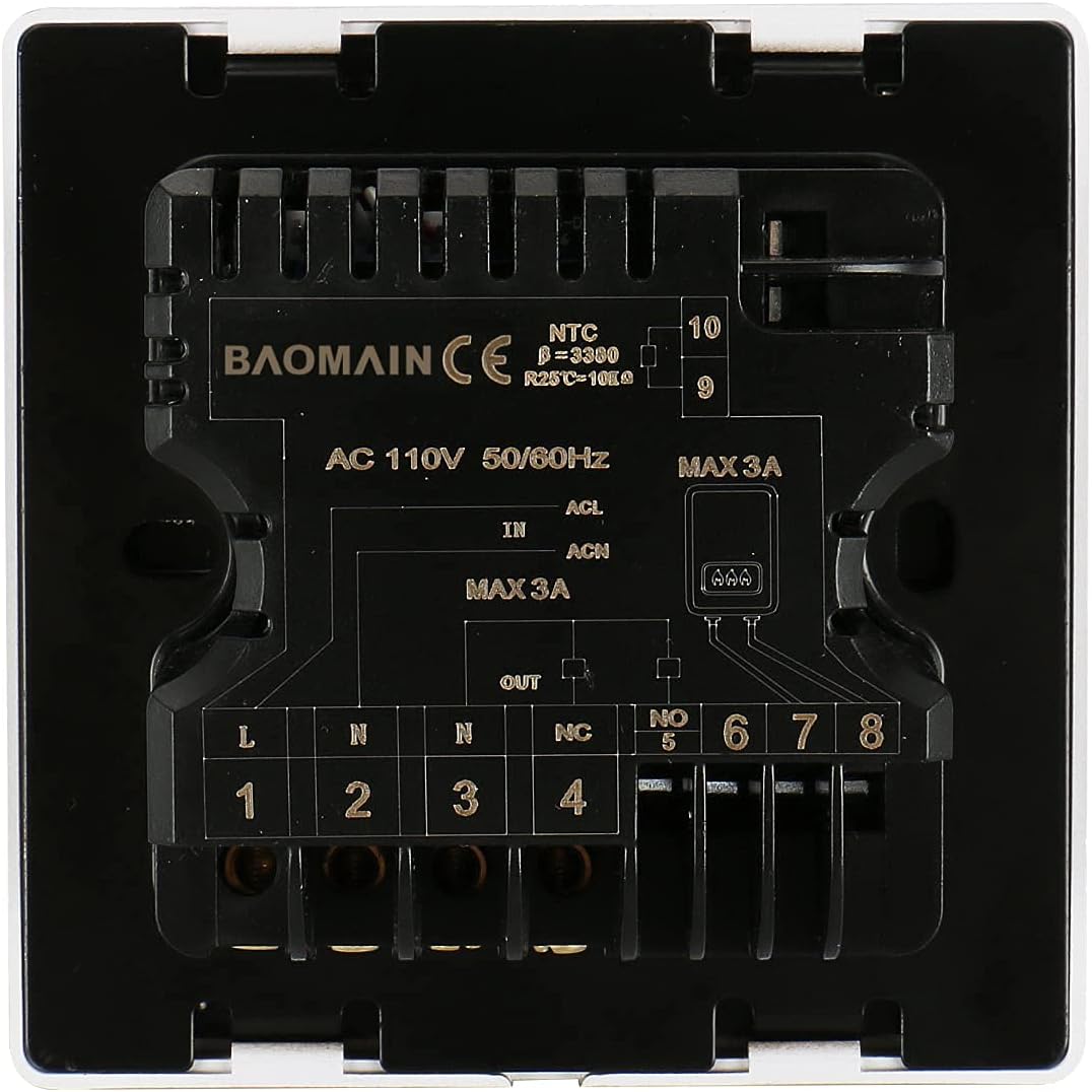 Baomain Programmable Thermostat, None Battery Powered, LCD Digital AC110-120V DK-506 3 Amp, Work for Under-Floor Temperature Controller Golden