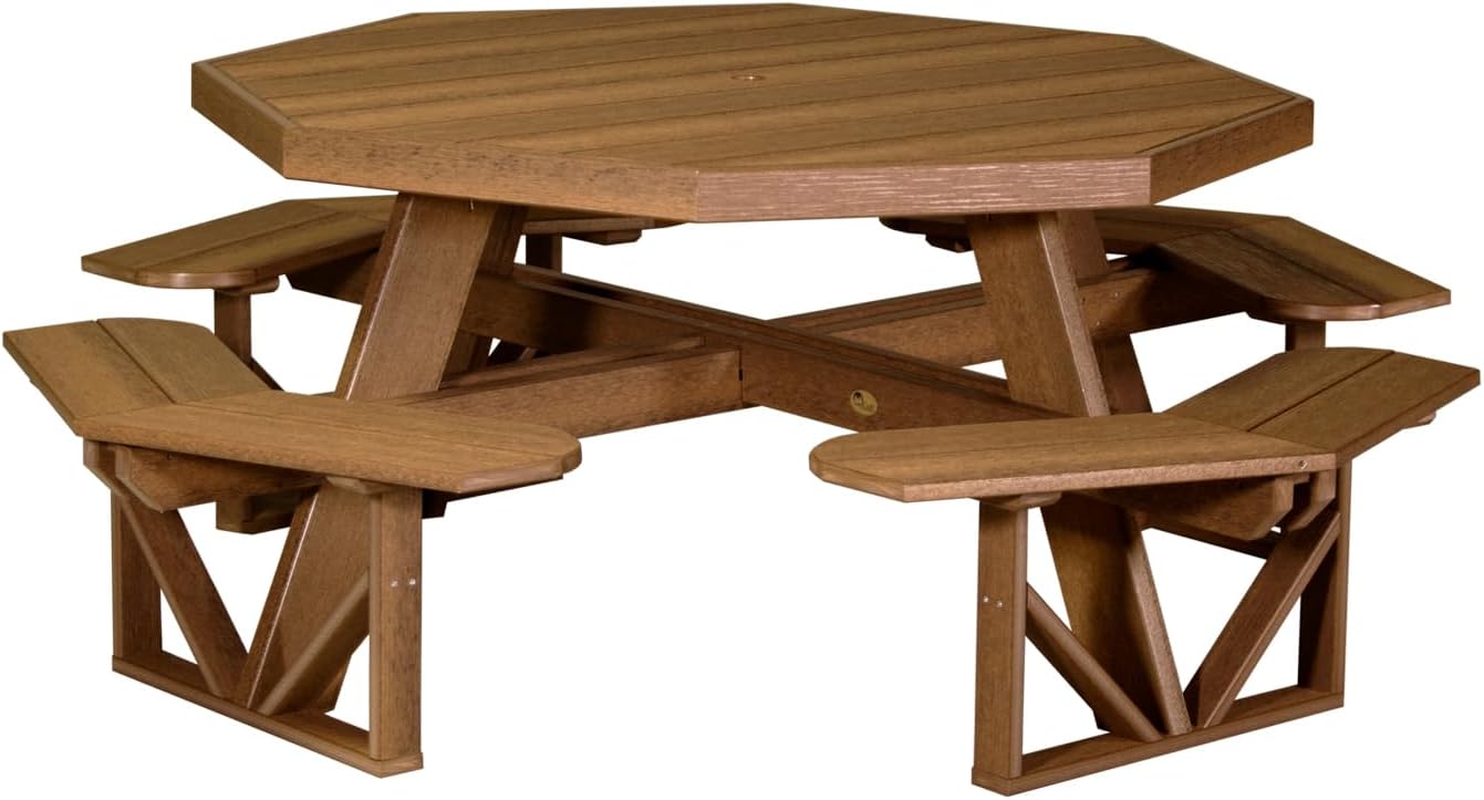 Furniture Barn USA Poly Lumber Octagon Picnic Table, Antique Mahogany & Black