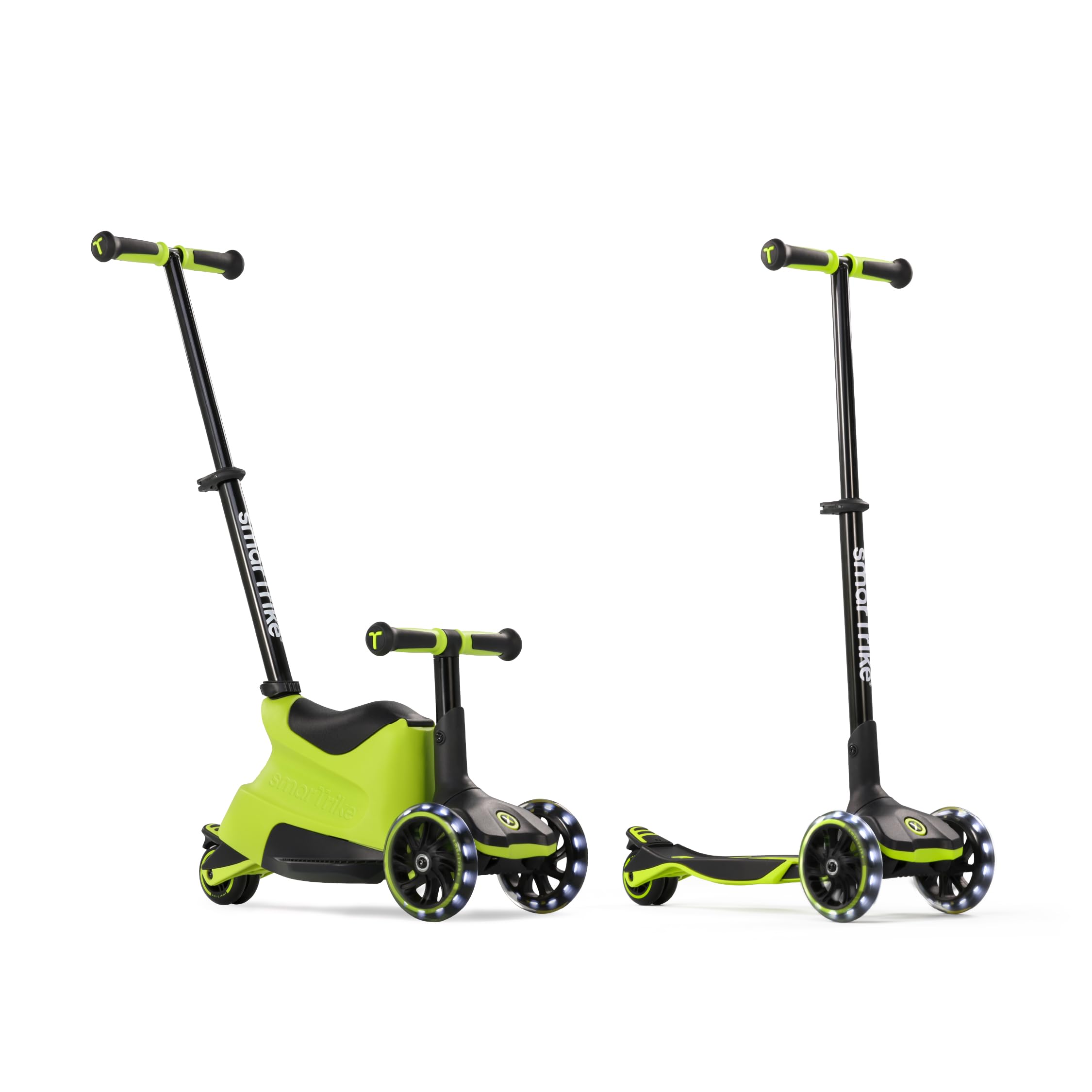smarTrike Xtend Toddler Ride On Scooter Toy, Ages 1-12, Foldable Scooter for Kids with XL LED Wheels - Lime