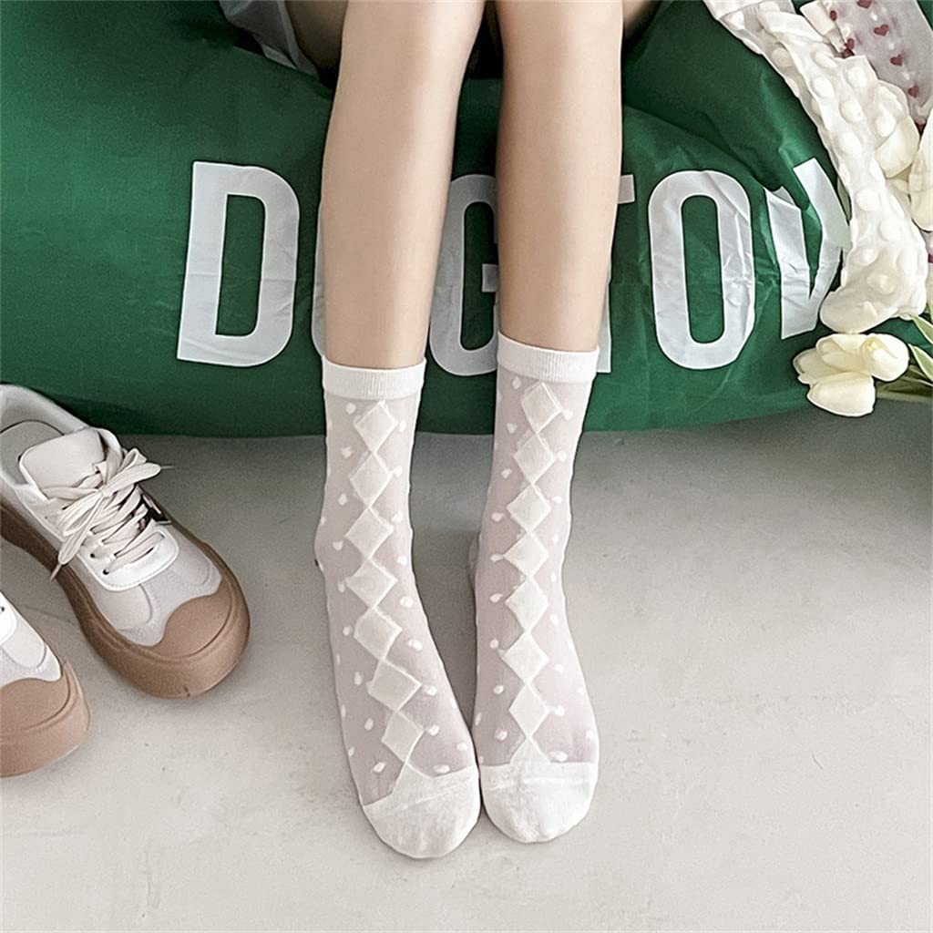 Home Kolekcje 3 pary moda damskie skarpetki letnie kryształowe jedwabne skarpetki damskie Harajuku dziewczyna student w kropki urocze skarpetki skarpetki