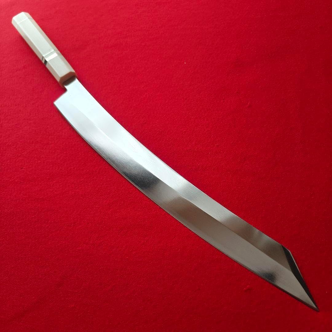 鏡面 先丸 本焼 尺三 V金10号 包丁 和包丁 鬼反り 黒檀八角柄 10970鬼