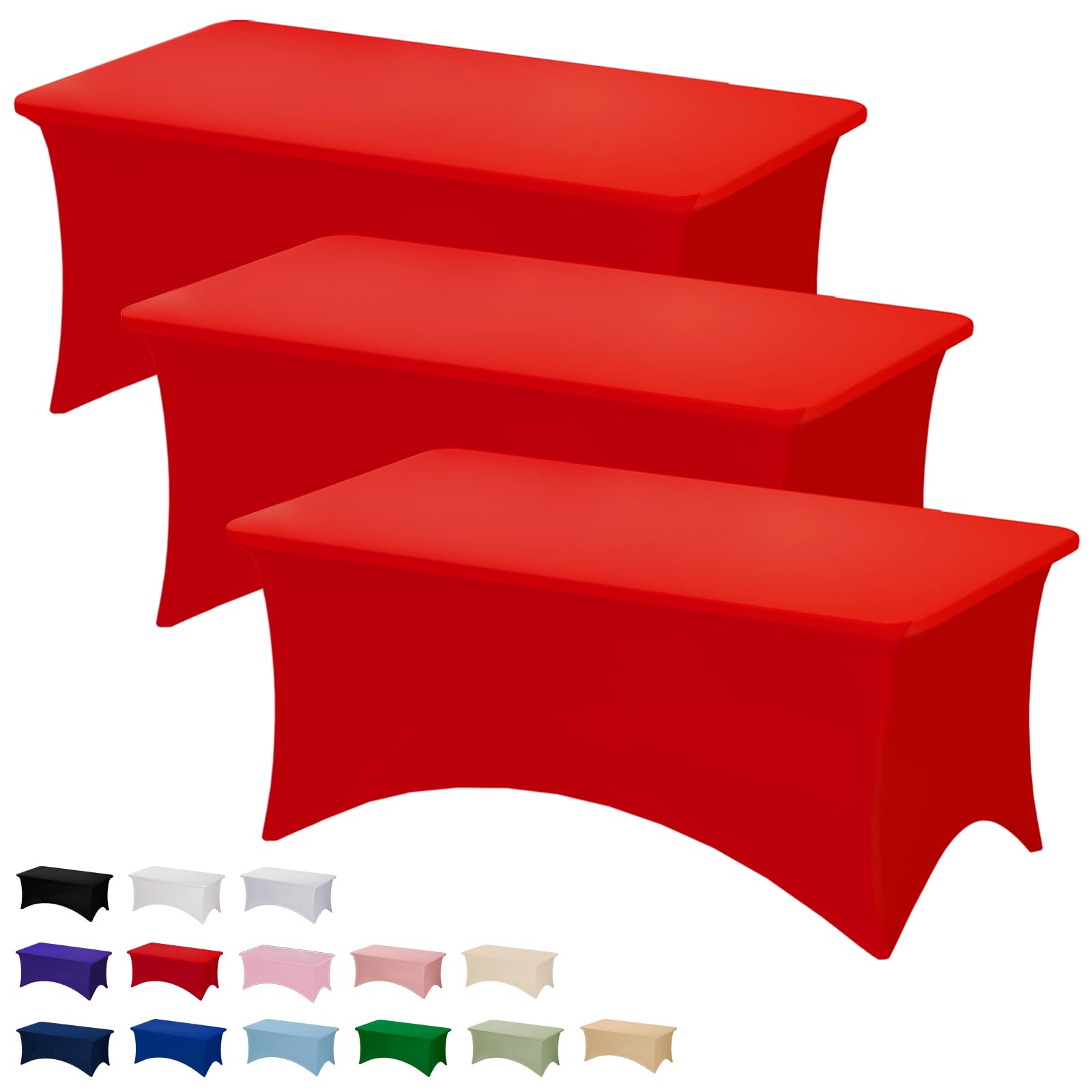 Fixwal Paquete de 3 manteles rectangulares de 1.8 m, rectangulares, elásticos, de Elastano, Ajustables, para Fiestas de Festivales, Decoraciones de Navidad, ferias, Banquetes, Bodas, Eventos