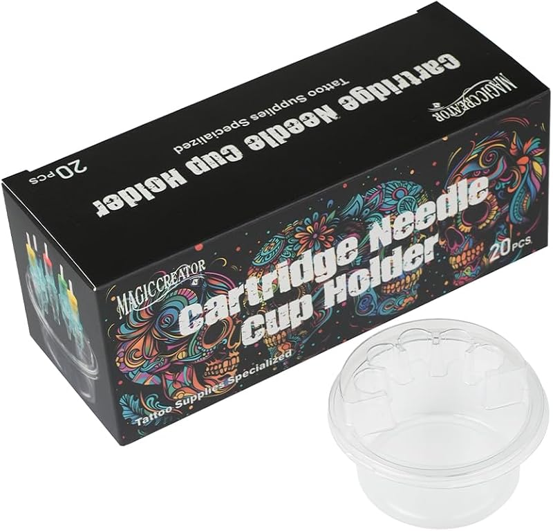 DGT Tattoo Supply Suporte descartável para cartuchos de tatuagem com recipiente, 20 unidades
