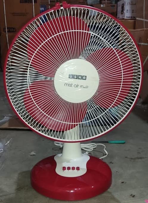 USHA Mist Air Flo 400mm Table Fan (Maroon), 12102MAF4023