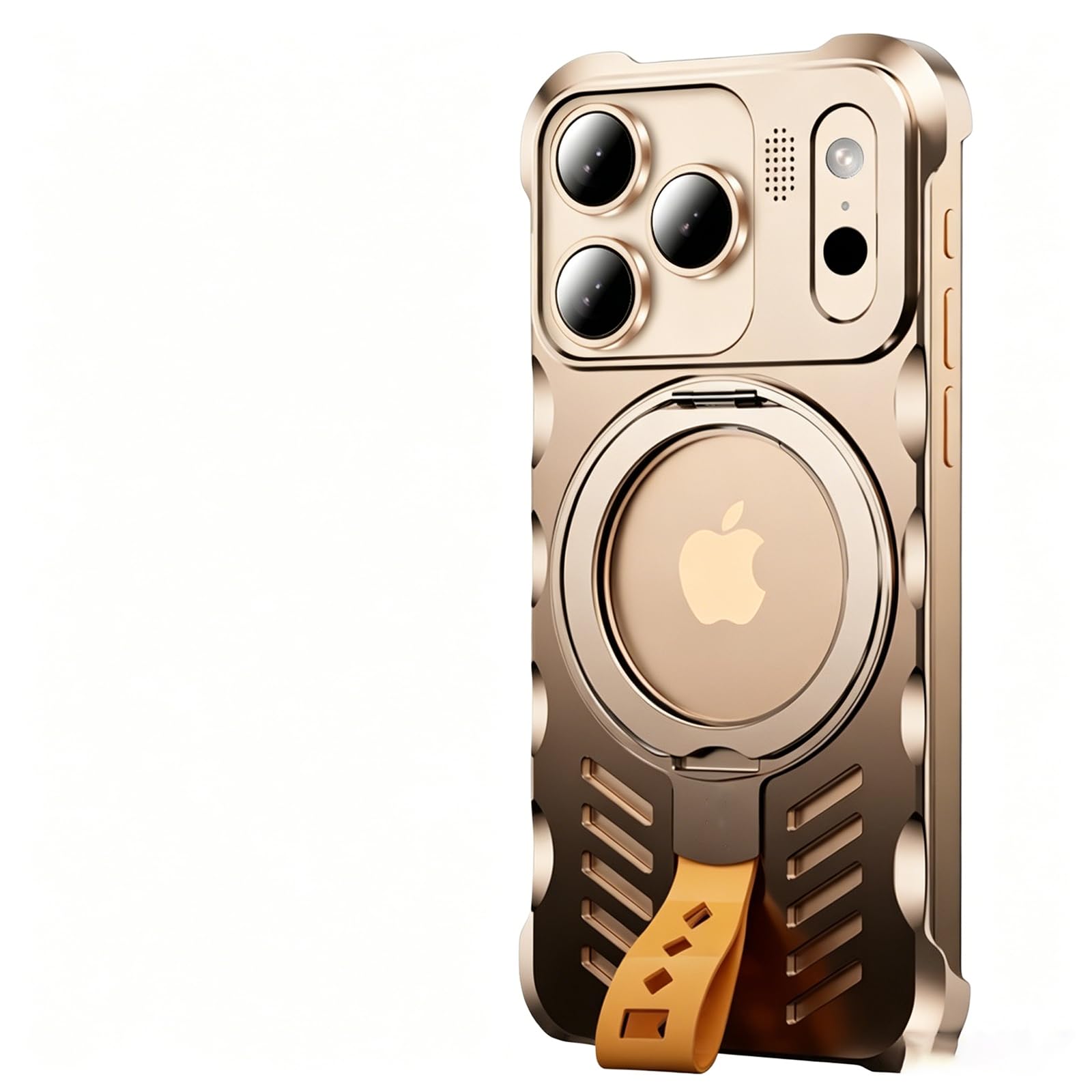 Coque iPhone 16 Pro dissipation chaleur support magnétique sans cadre aromathérapie or - 8