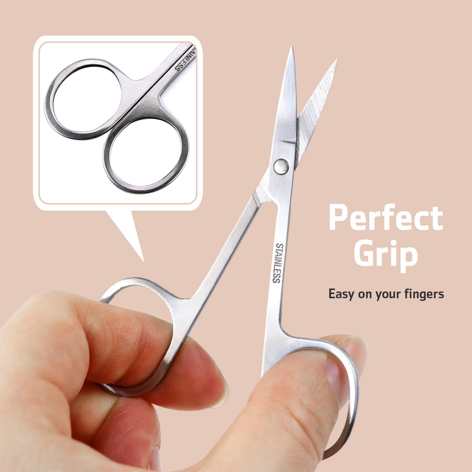 Sularpek 1 Pièces Ciseaux Cuticules, Ciseaux à Ongles Professionnels, Ciseaux à Cuticules en Acier Inoxydable, Nail Scissors Tondeuse Toilettage Outils de Beauté, pour Sourcils, Cils, Clou