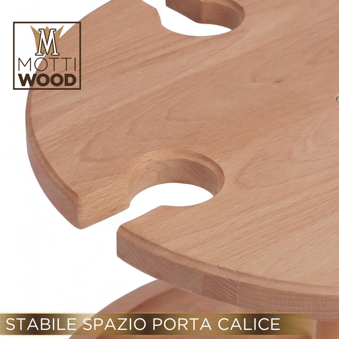 Mottiwood Alzatina 4 Bicchieri, Vassoio Aperitivo, 2 Ripiani, 4 Spazi Porta Bicchieri, 100% Legno Faggio, Idea Unica, Dimensioni: 32,5x23hcm