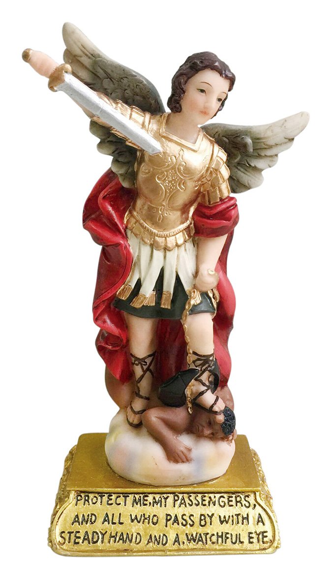 Car Saint Michael Statue Miguel Archangel Estatua St. Michael The Archangel Statue Holy Figurine Sculpture(5 Inch)