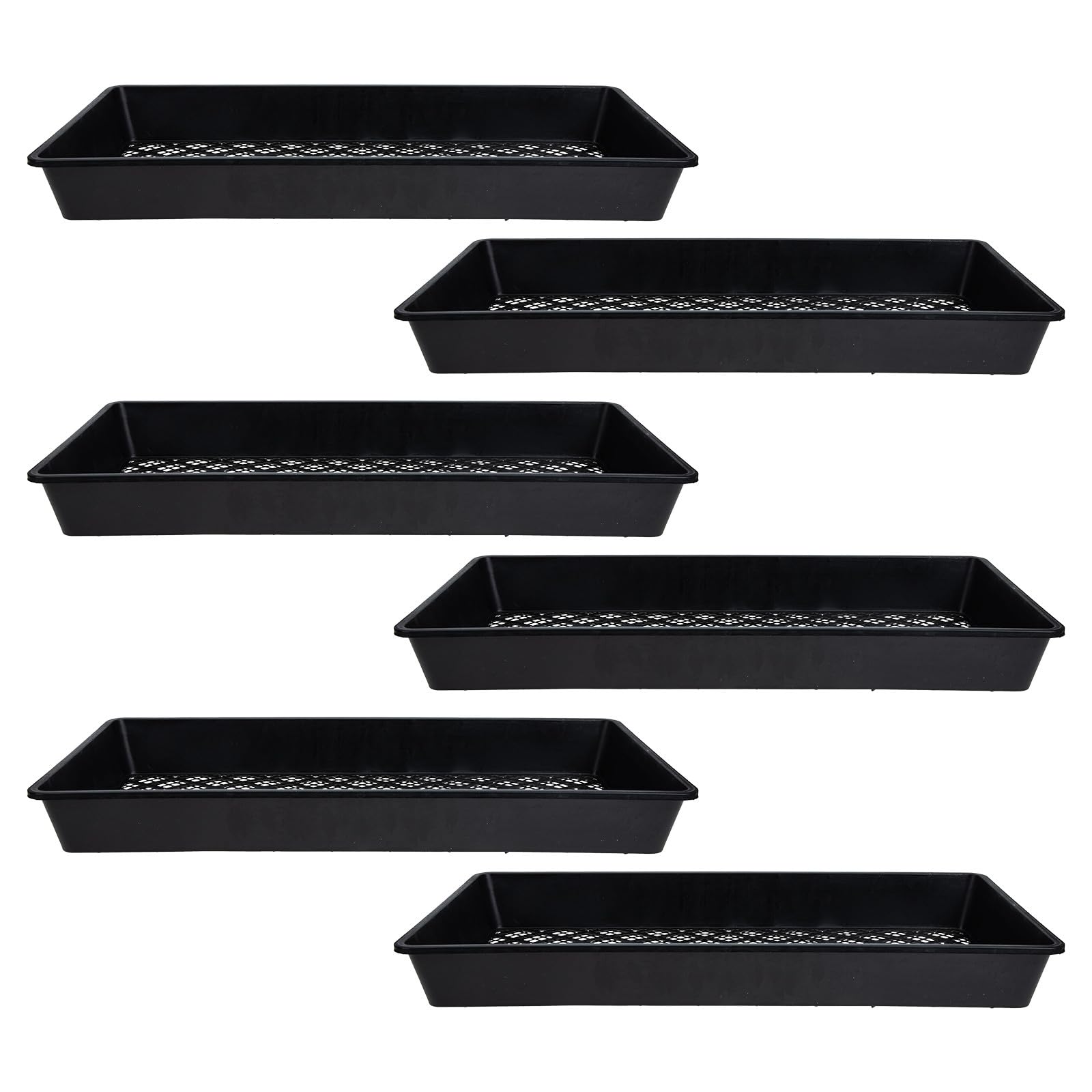 Milisten 6 Bandejas para Germinación de Brotes de Plantas, Bandejas de Cultivo de Plástico Negro Reutilizable 54x27x6 Cm, Contenedores para Vivero y Jardín, Iniciador de