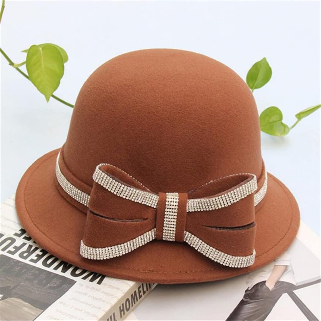 Lmtossey Cappelli A Secchiello in Lana da Donna Invernale con Cappelli A Secchiello con Fiocco in Cristallo Calde Femmine