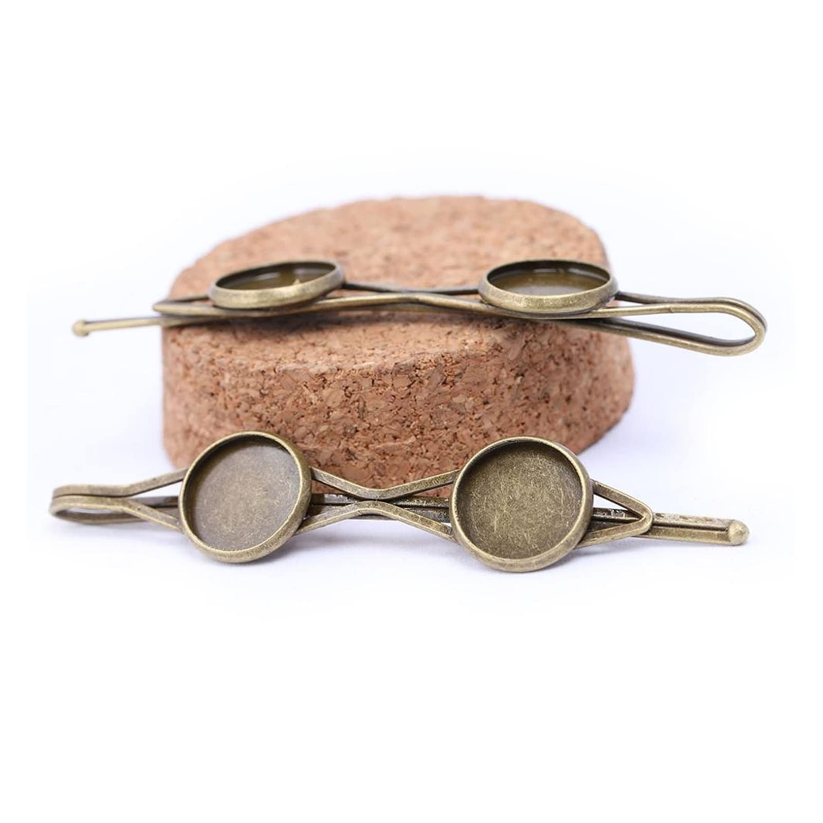 10 Stück Metall Haarspangen Mit Leerer Rundablage – DIY Haaraccessoires Selbst Gestalten (Antik-Bronze)
