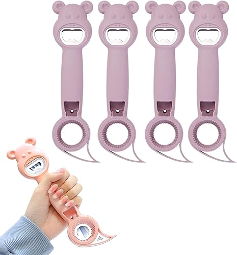 Miniatura 1 de Abridor de botellas 4 en 1 4 unidades multifunción abrebotellas de cerveza abridor de botellas de cerveza bonito abrelatas de oso cómodo abrelatas