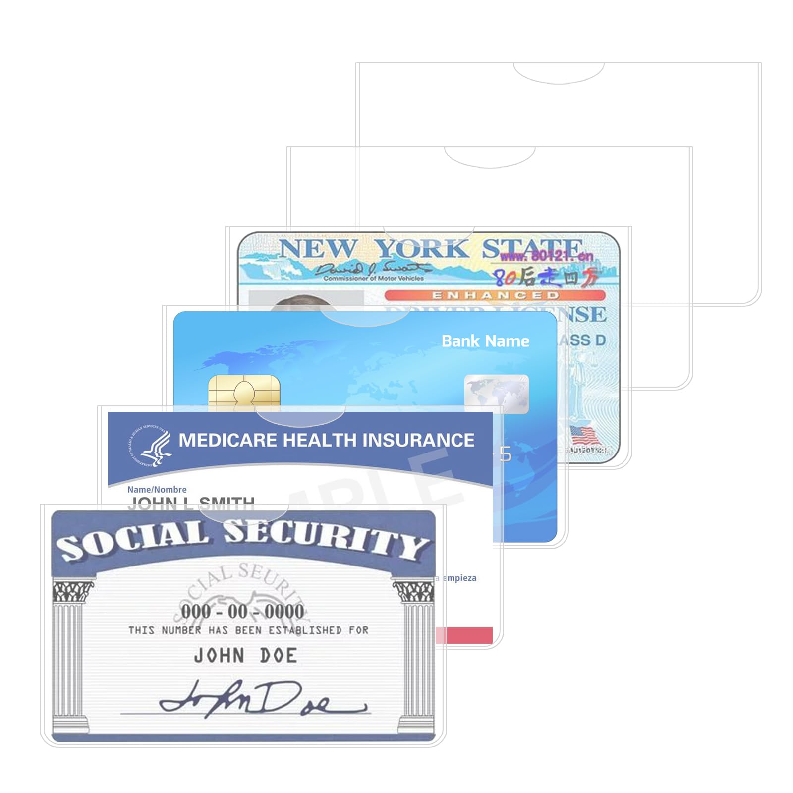 Social Security Card Protector Sleeves, Clear Card Holder, Suitable for Medicare Card, Business Card and Credit Card, Clear PVC, Water Resistant,