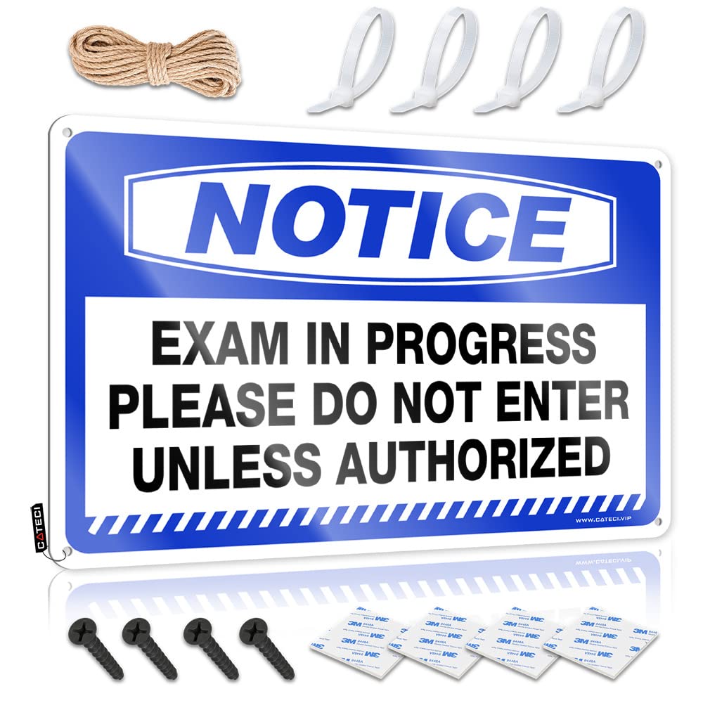 BRUNTELO Bar Signs For Home Decor Notice Exam In Progress Please Do Not Enter Unless Authorized Tin Sign Funny Warning Signs Metal Bar Signs