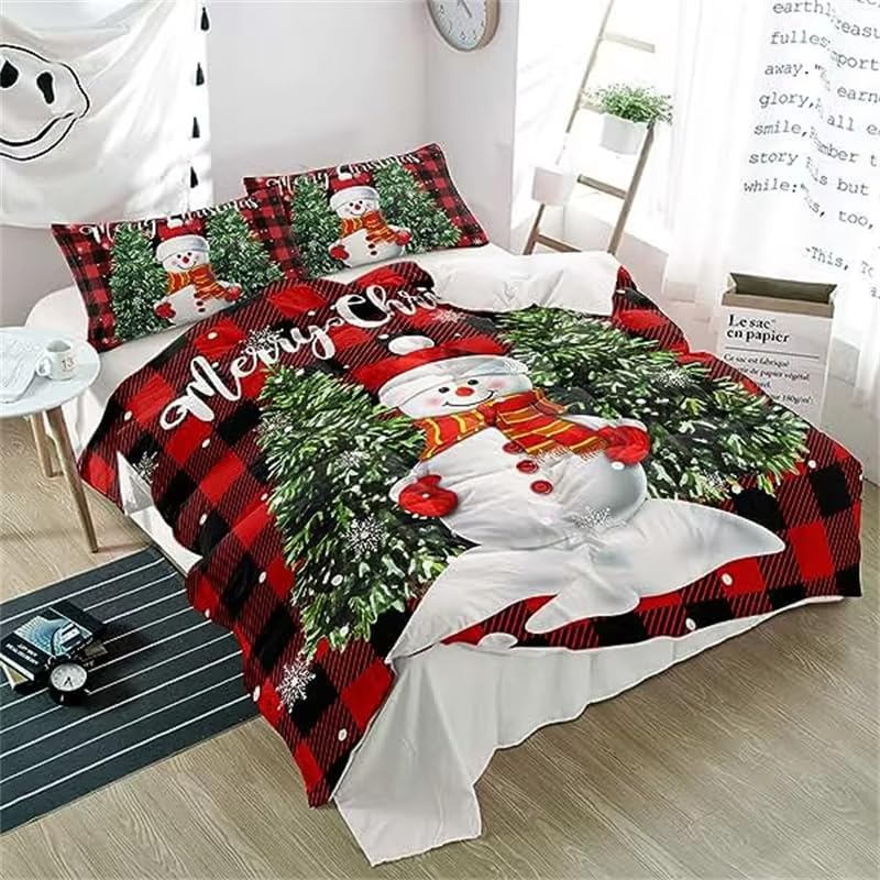 Parure de lit 140x200 Noël cadeau idéal avec housse de couette sapin et taie