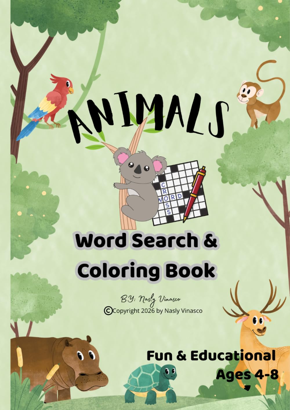 Animals Word Search & Coloring Book: Fun & Educational Coloring Activity Book Ages 4–8