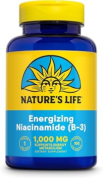 Natures Life Energizing Niacinamide, Vitamin B3 1000mg - High Potency, No Flush Niacin Supplement - Nerve Function, Energy and Metabolism Support - 100 Servings, 100 Tablets