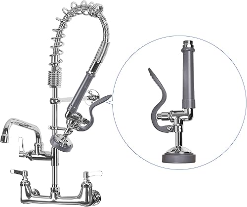 Miniatura 4 de JZBRAIN Válvula pulverizadora de preenjuague para grifo comercial, cabezal rociador de alta presión de 1.42 GPM, boquilla rociadora de platos con