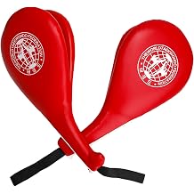 2 Pack Red Taekwondo Kick Pads - Durable Martial Arts Striking Pads, TKD Karate Kickboxing Training Targets for Practice
