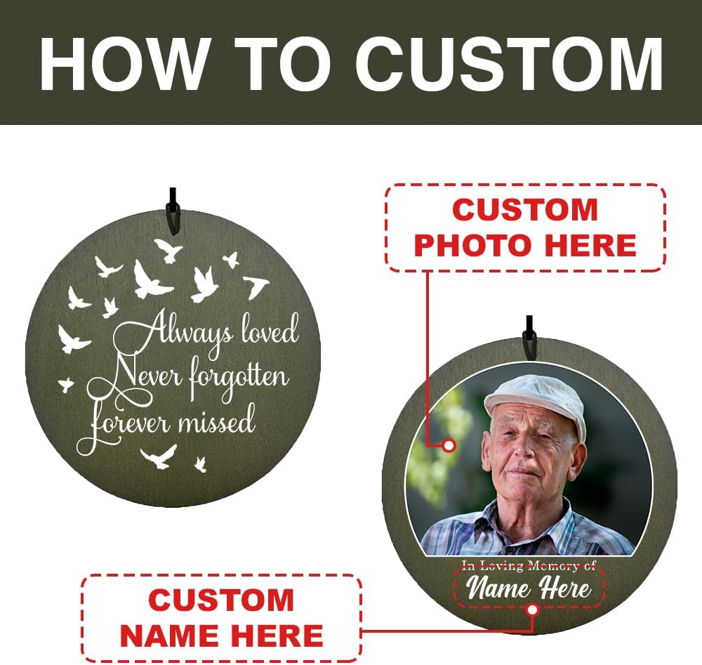ASTARIN Wind Chimes Outdoor for The Loss of Mom Dad, Personalized Customized WindChimes for Loss of Loved One, Memorial Wind Chime as Sympathy Gift, Home Garden Patio Décor, 36''