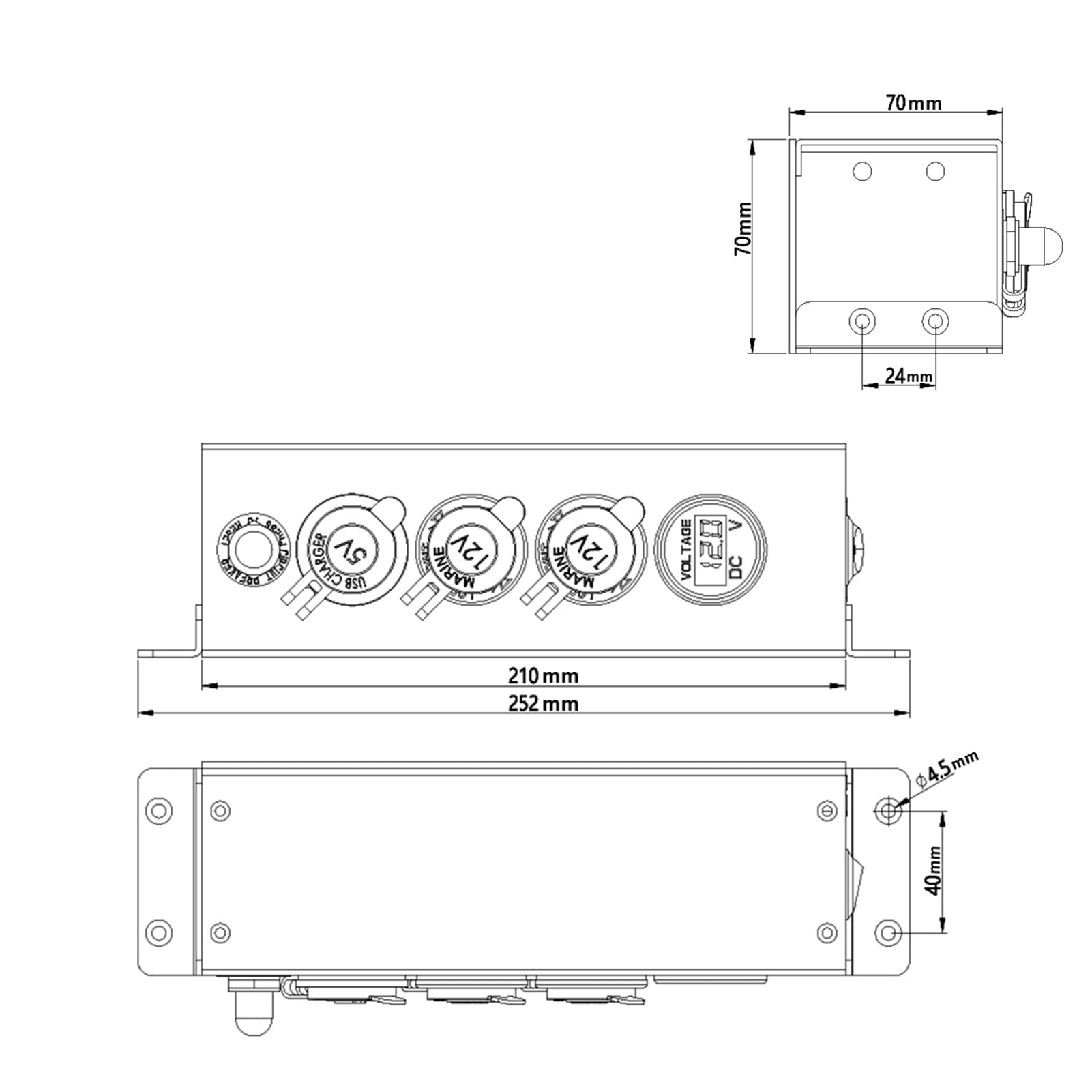 Power multifunzionale AOS3515 3IN1, dotata di controllo di switch e funzione di protezione sovraarico 20A (alimentazione + voltmetro + funzione caricabatterie auto).