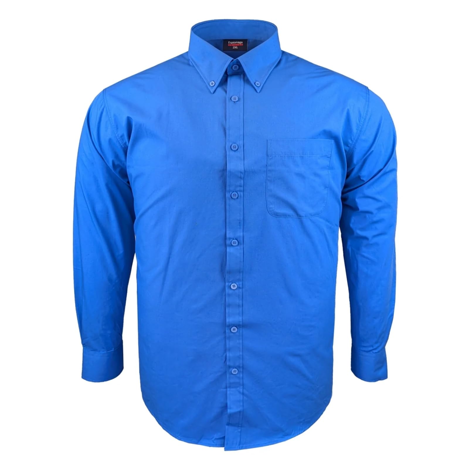 Espionage Mens Big Size Button Down Collar Long Sleeve Shirt (150) in Blue in 8XL