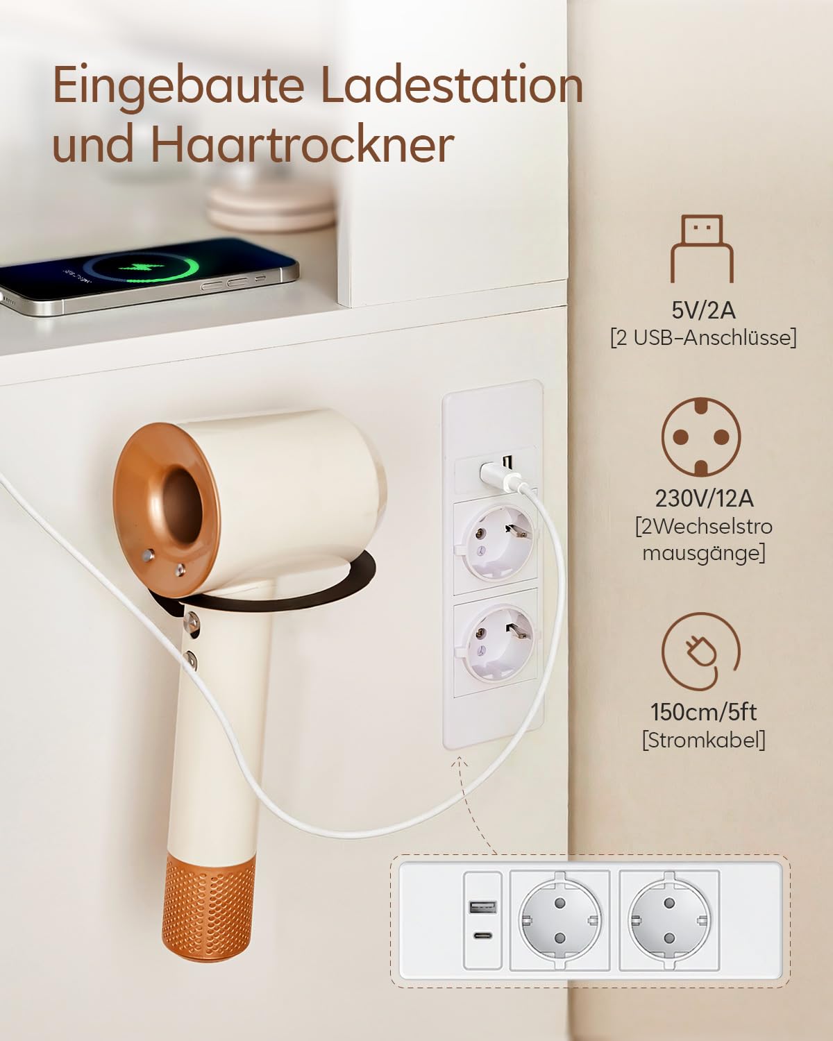 TUKAILAI Kleiner Schminktisch mit Öffnendem Spiegel und LED-Beleuchtung, 60x40x160 cm,Kosmetiktisch mit Spiegel & Steckdose, offene Regale Modern Frisiertisch fürs Schlafzimmer, Weiß