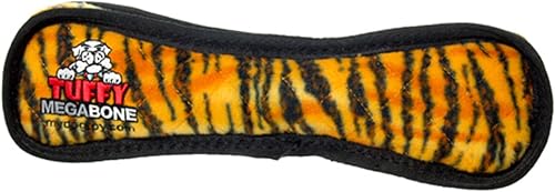 TUFFY - Juguete suave para perros del mundo - MEGA Bone- Tigre - Chirriantes - Múltiples capas. Hecho duradero, fuerte y resistente. Juego